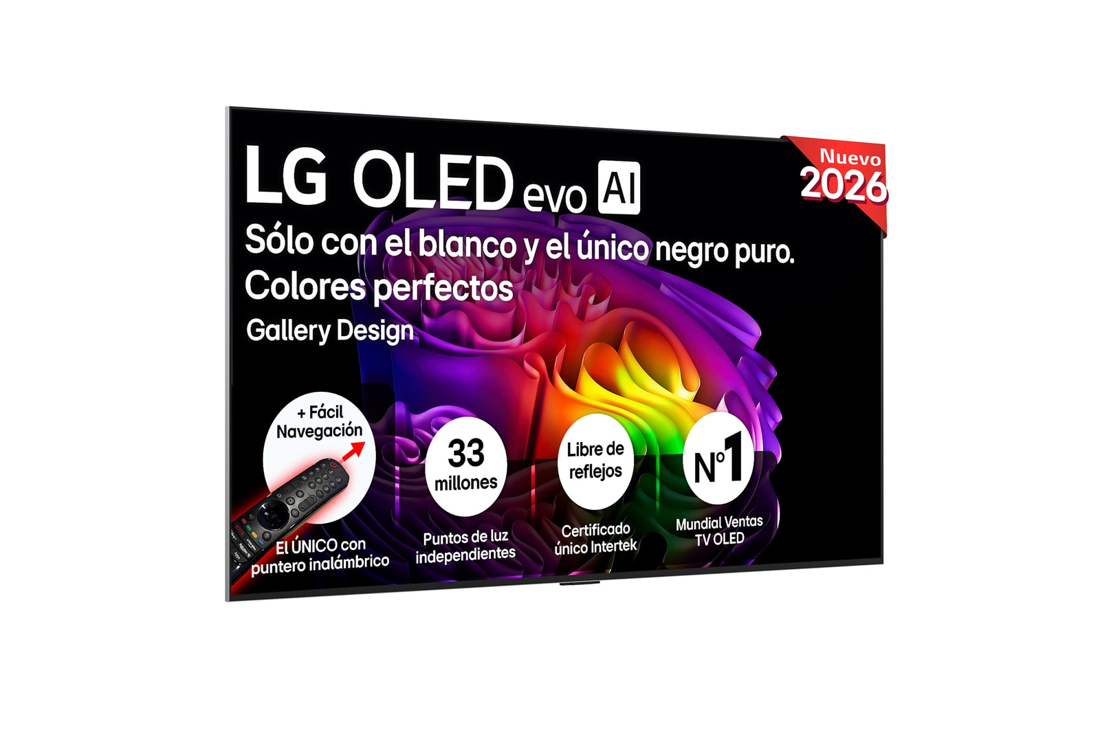 Vista frontal de Smart TV LG OLED evo AI G6 65 pulgadas 4K 2026 OLED65G68LW