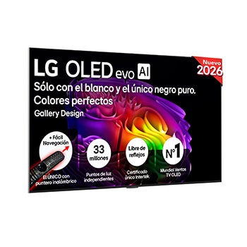 Vista frontal de Smart TV LG OLED evo AI G6 65 pulgadas 4K 2026 OLED65G68LW