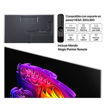 LG OLED evo AI G6 shown in front and side views highlights an 83-inch display with a 1847 mm-wide screen, 1057 mm screen height, 1115 mm height with stand, a 28 mm depth, and a stand footprint measuring 501 by 321 mm.