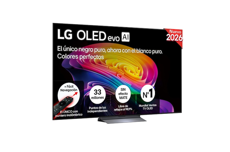 Vista frontal de Smart TV LG OLED evo AI C6 77 pulgadas 4K 2026 OLED77C64LA