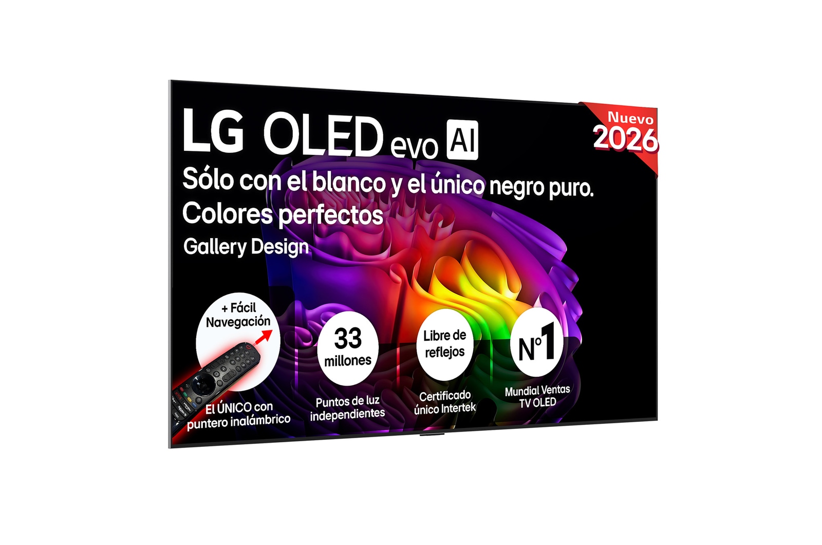 Vista frontal de Smart TV LG OLED evo AI G6 77 pulgadas 4K 2026 OLED77G68LW