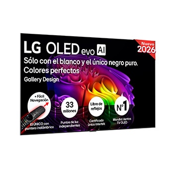 Vista frontal de Smart TV LG OLED evo AI G6 77 pulgadas 4K 2026 OLED77G68LW