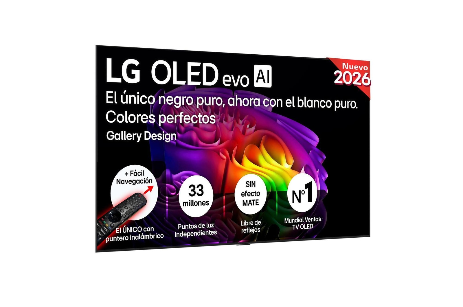 Vista frontal de Smart TV LG OLED evo AI G6 77 pulgadas 4K 2026 OLED77G68LW