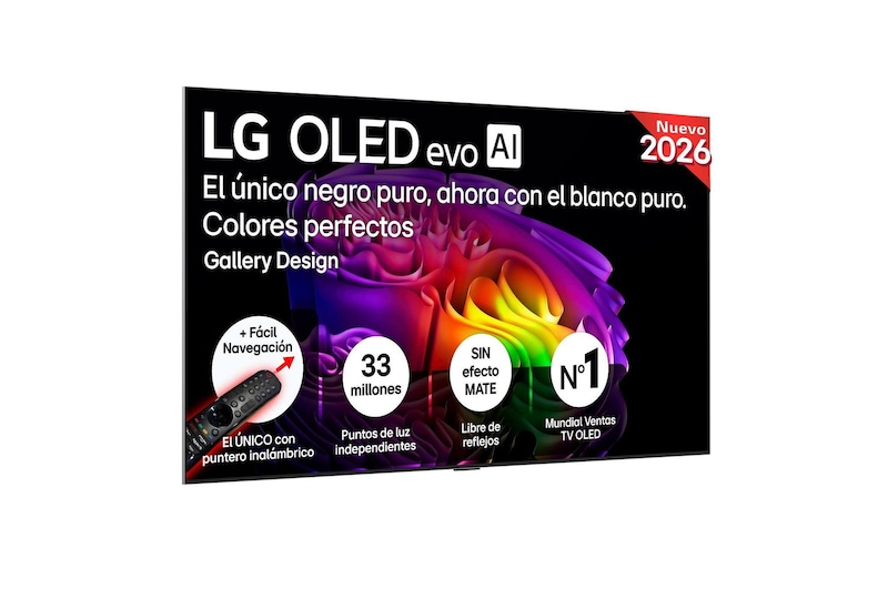 Vista frontal de Smart TV LG OLED evo AI G6 77 pulgadas 4K 2026 OLED77G68LW