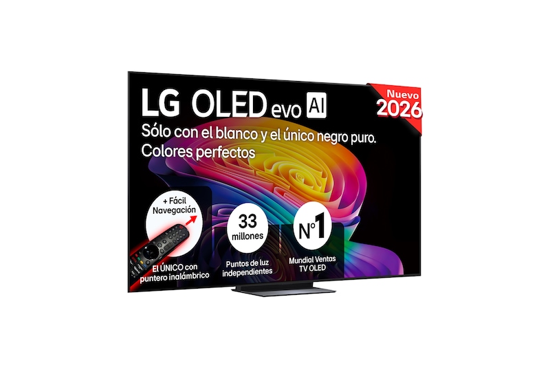 Vista frontal de Smart TV LG OLED evo AI C6 83 pulgadas 4K 2026 OLED83C6ELB