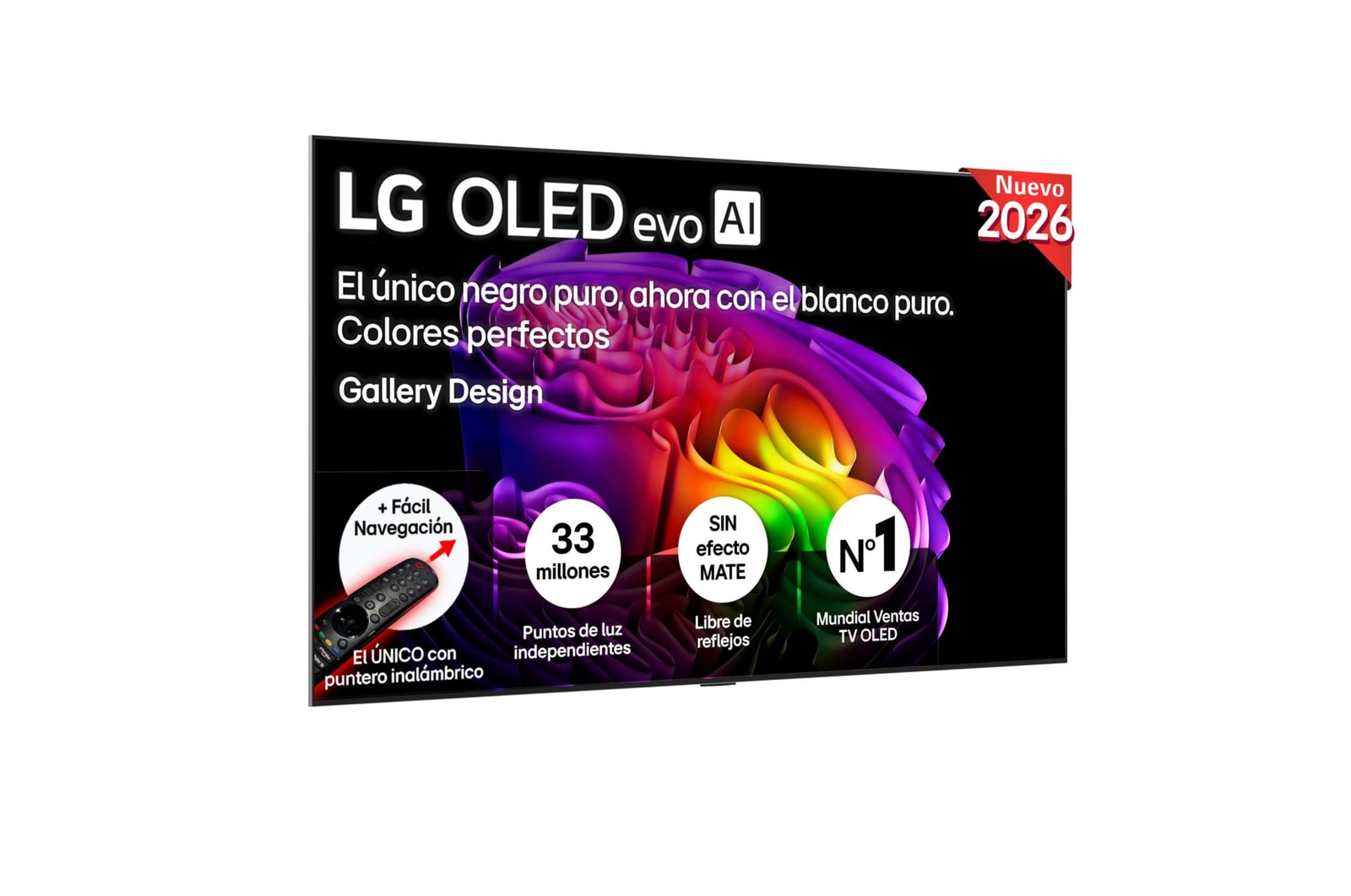 Vista frontal de Smart TV LG OLED evo AI G6 83 pulgadas 4K 2026 OLED83G68LW