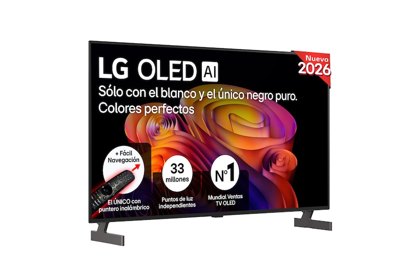 Vista frontal de Smart TV LG OLED AI B6 48 pulgadas 4K 2026 OLED48B6ELC