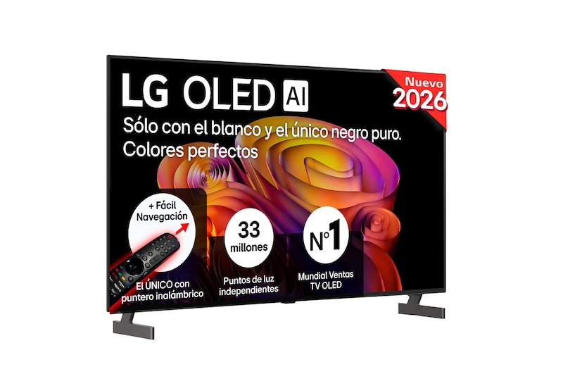 Vista frontal de Smart TV LG OLED AI B6 55 pulgadas 4K 2026 OLED55B6ELC
