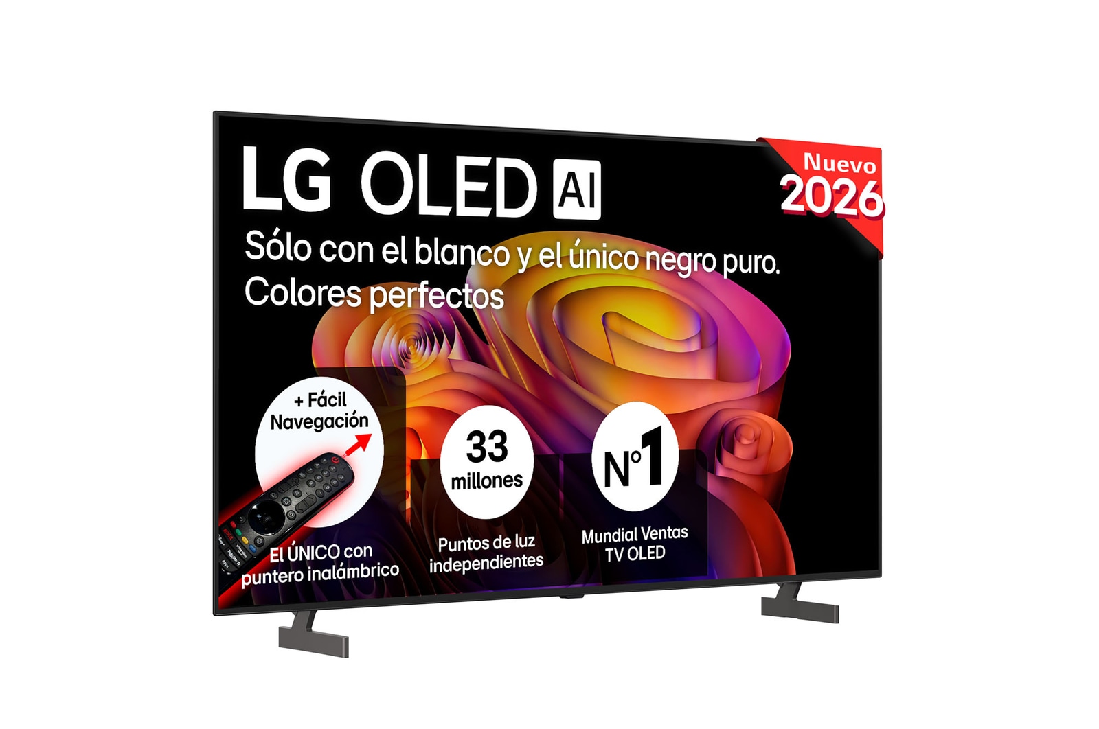 Vista frontal de Smart TV LG OLED AI B6 65 pulgadas 4K 2026 OLED65B6ELC