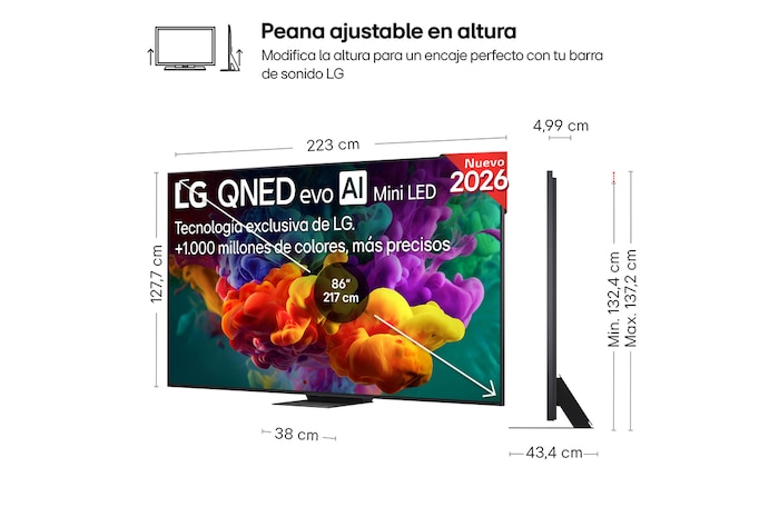 Smart TV LG QNED evo MiniLED AI QNED87 100 pulgadas 4K 2026