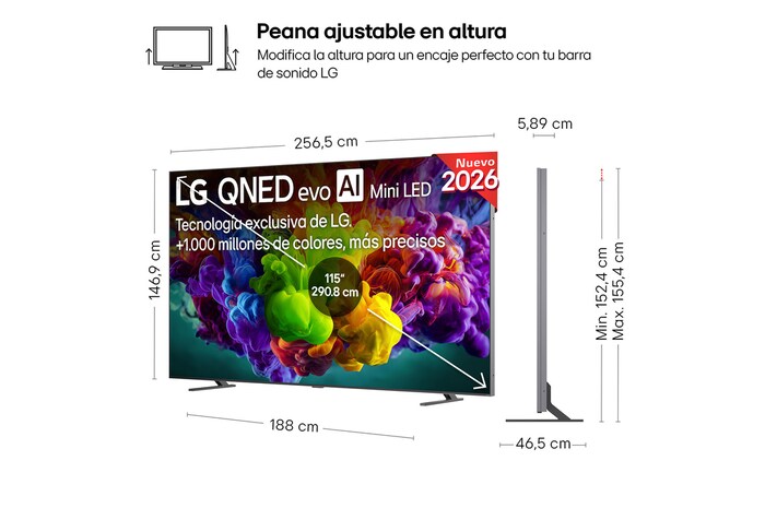 Smart TV LG QNED evo MiniLED AI QNED93 115 pulgadas 4K 2026