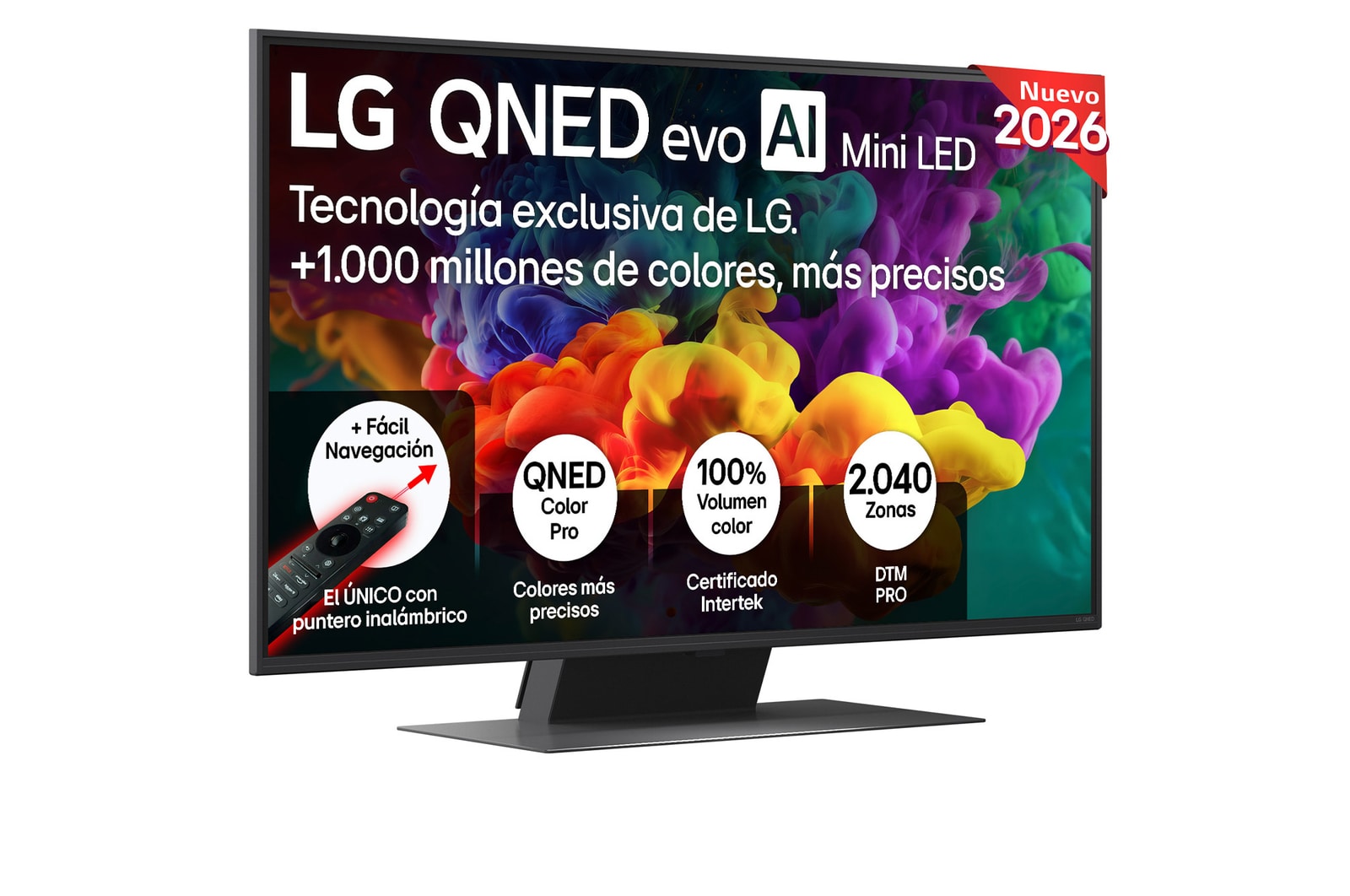 Vista frontal de Smart TV LG QNED evo MiniLED AI QNED86 43 pulgadas 4K 2026 43QNED86B6B
