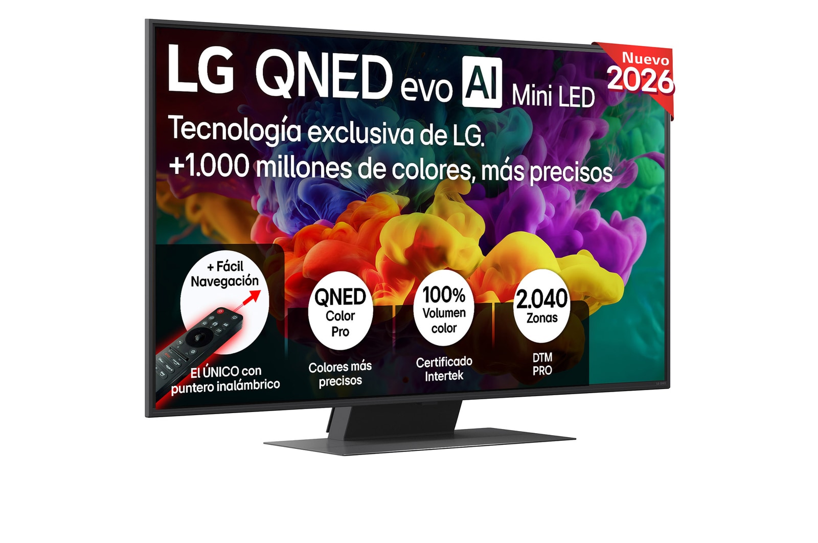 Vista frontal de Smart TV LG QNED evo MiniLED AI QNED85 50 pulgadas 4K 2026 50QNED85B6B