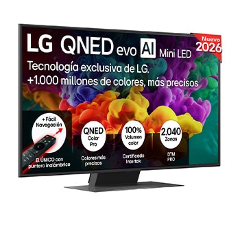 Vista frontal de Smart TV LG QNED evo MiniLED AI QNED86 50 pulgadas 4K 2026 50QNED86B6B