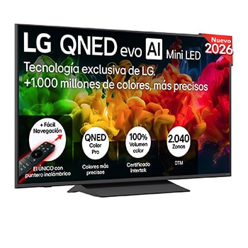 Vista frontal de Smart TV LG QNED evo MiniLED AI QNED81 55 pulgadas 4K 2026 55QNED81B6A