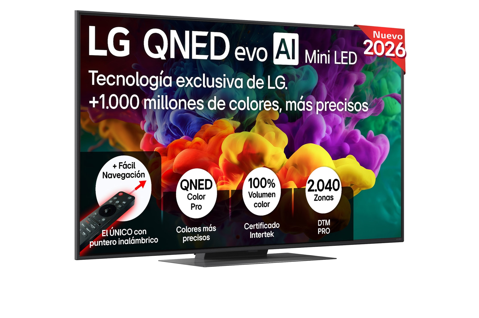 Vista frontal de Smart TV LG QNED evo MiniLED AI QNED86 55 pulgadas 4K 2026 55QNED86B6B