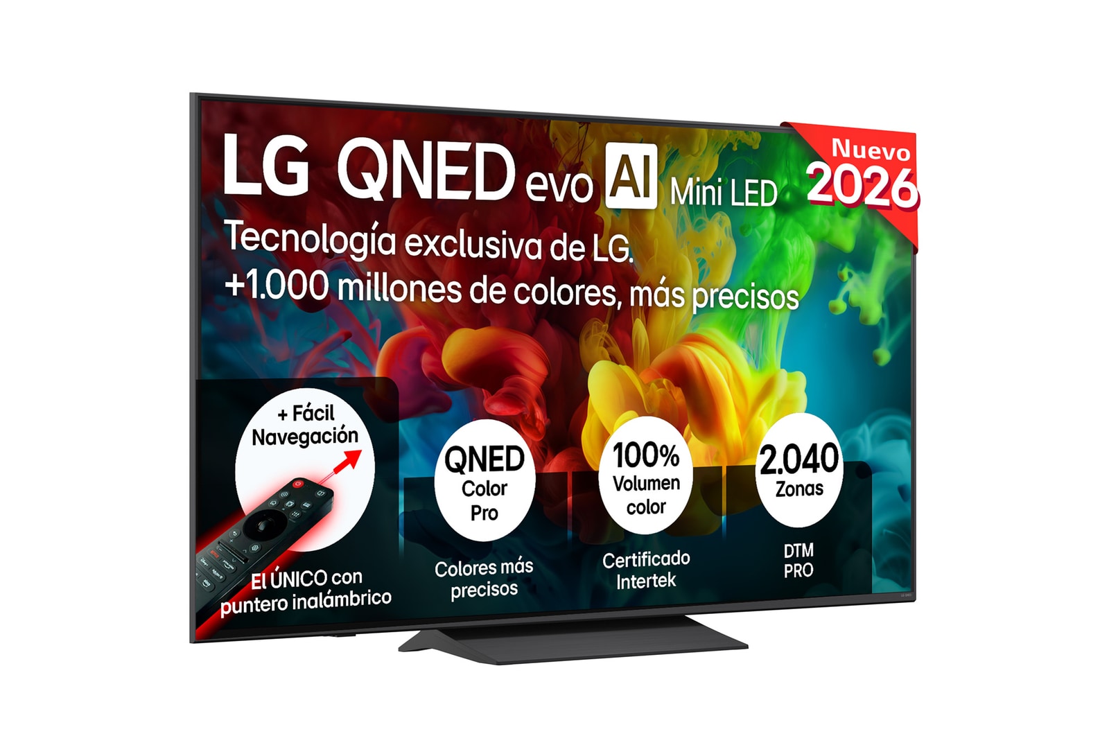Vista frontal de Smart TV LG QNED evo MiniLED AI QNED82 65 pulgadas 4K 2026 65QNED82EB6A.OBSPTO