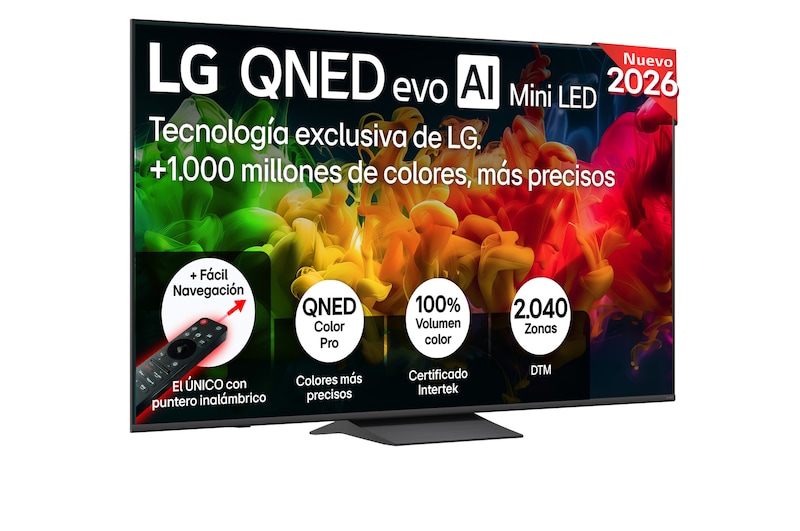 Vista frontal de Smart TV LG QNED evo MiniLED AI QNED81 75 pulgadas 4K 2026 75QNED81B6A