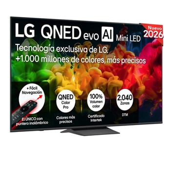 Vista frontal de Smart TV LG QNED evo MiniLED AI QNED81 75 pulgadas 4K 2026 75QNED81B6A