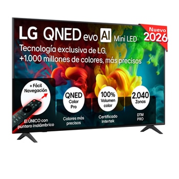 Vista frontal de Smart TV LG QNED evo MiniLED AI QNED82 75 pulgadas 4K 2026 75QNED82B6A