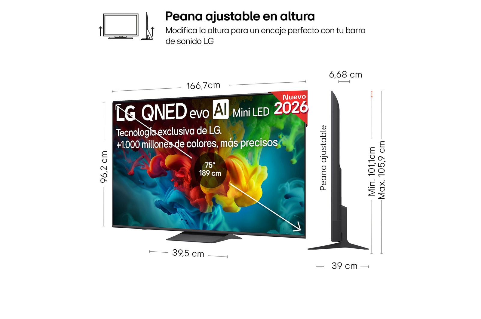Smart TV LG QNED evo MiniLED AI QNED83 75 pulgadas 4K 2026
