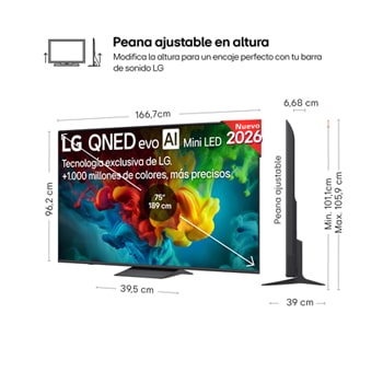 Smart TV LG QNED evo MiniLED AI QNED83 75 pulgadas 4K 2026