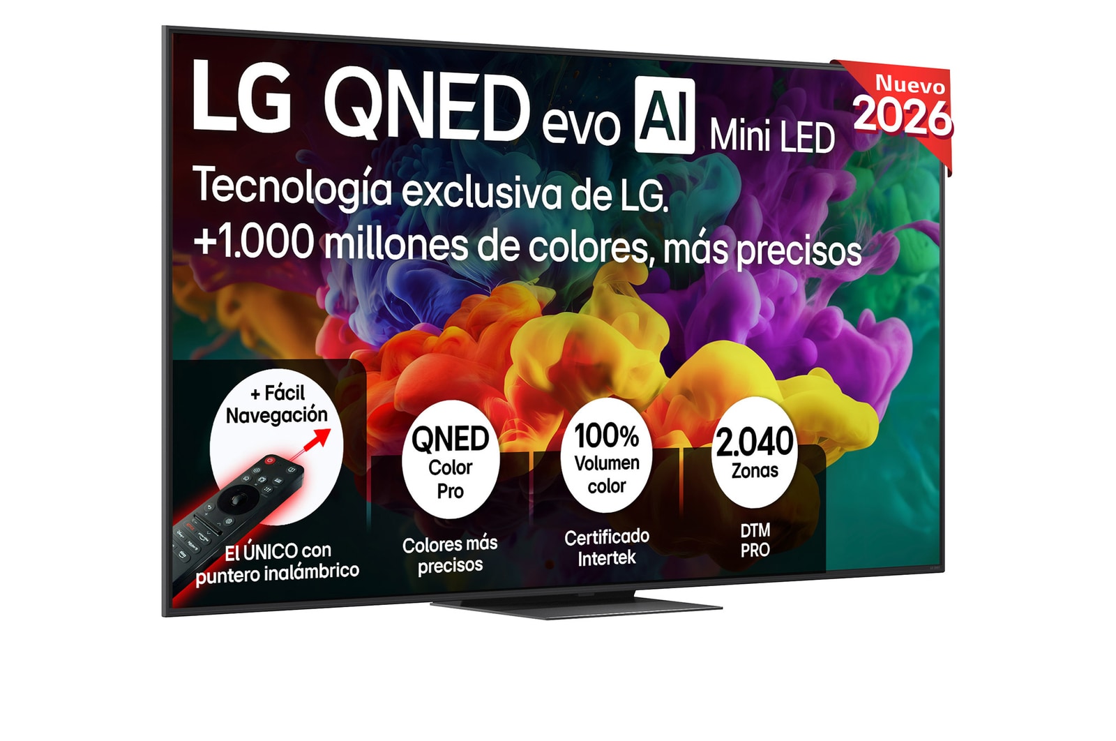Vista frontal de Smart TV LG QNED evo MiniLED AI QNED85 75 pulgadas 4K 2026 75QNED85B6B