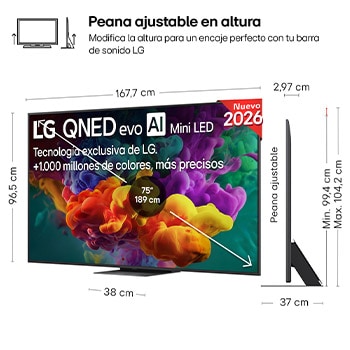 Smart TV LG QNED evo MiniLED AI QNED85 75 pulgadas 4K 2026