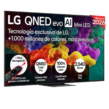 Vista frontal de Smart TV LG QNED evo MiniLED AI QNED86 75 pulgadas 4K 2026 75QNED86B6B