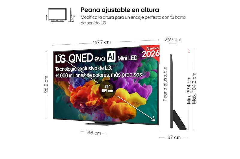Smart TV LG QNED evo MiniLED AI QNED87 75 pulgadas 4K 2026