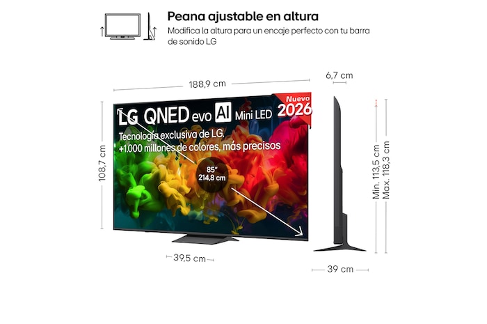 Smart TV LG QNED evo MiniLED AI QNED81 85 pulgadas 4K 2026