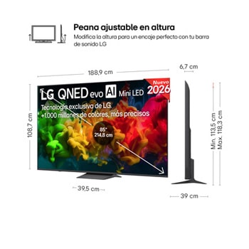Smart TV LG QNED evo MiniLED AI QNED81 85 pulgadas 4K 2026