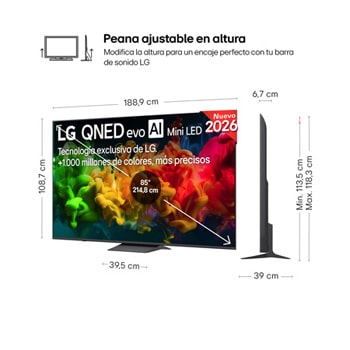 Smart TV LG QNED evo MiniLED AI QNED8E 85 pulgadas 4K 2026