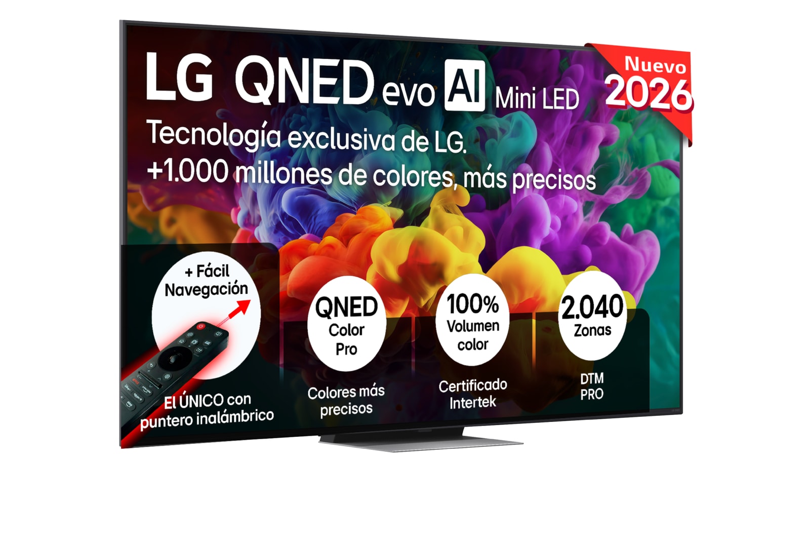 Vista frontal de Smart TV LG QNED evo MiniLED AI QNED86 86 pulgadas 4K 2026 86QNED86B6B