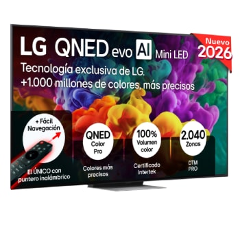 Vista frontal de Smart TV LG QNED evo MiniLED AI QNED86 86 pulgadas 4K 2026 86QNED86B6B