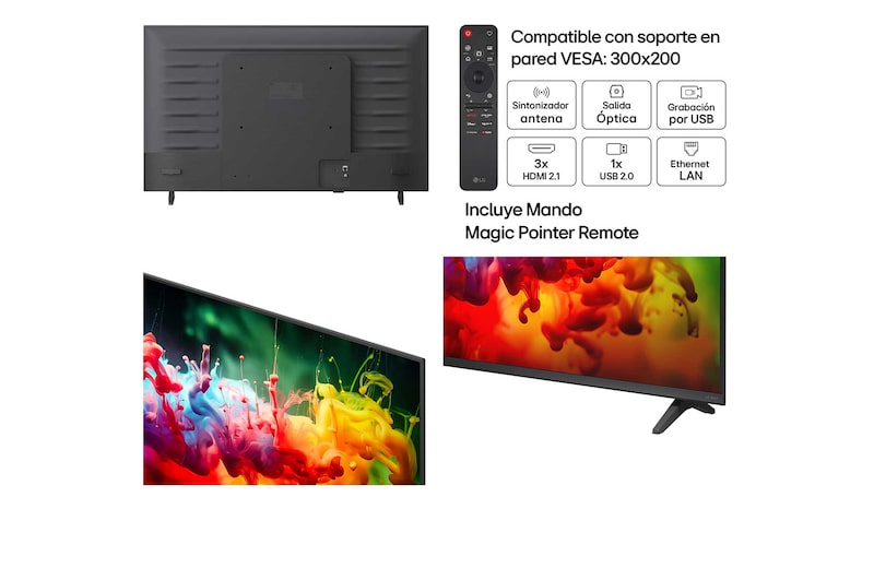 LG QNED AI QNED70 Mini LED with Dynamic QNED Color fills the screen with vivid, fluid bursts of multicolored, paint-like motion, showcasing enhanced color vibrancy certified for 100% Color Volume.