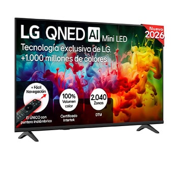 Vista frontal de Smart TV LG QNED MiniLED AI QNED70 43 pulgadas 4K 2026 43QNED70B6C