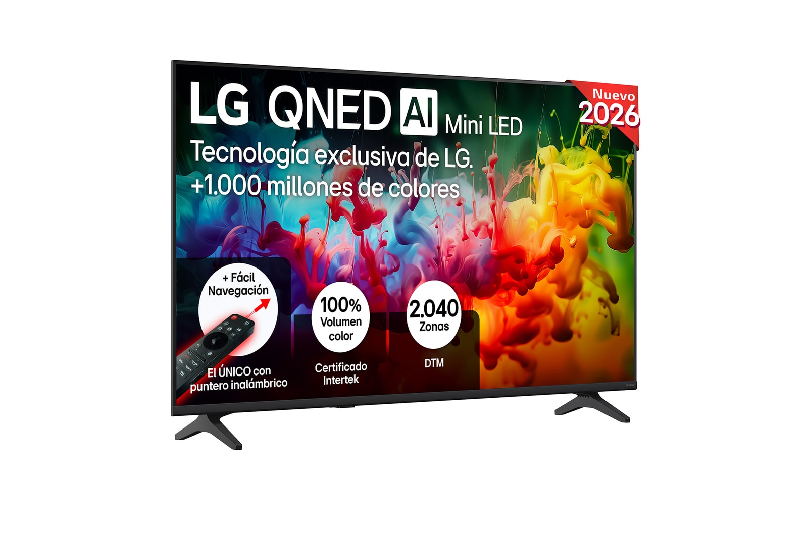 Vista frontal de Smart TV LG QNED MiniLED AI QNED72 43 pulgadas 4K 2026 43QNED72B6B