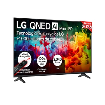 Vista frontal de Smart TV LG QNED MiniLED AI QNED72 43 pulgadas 4K 2026 43QNED72B6B