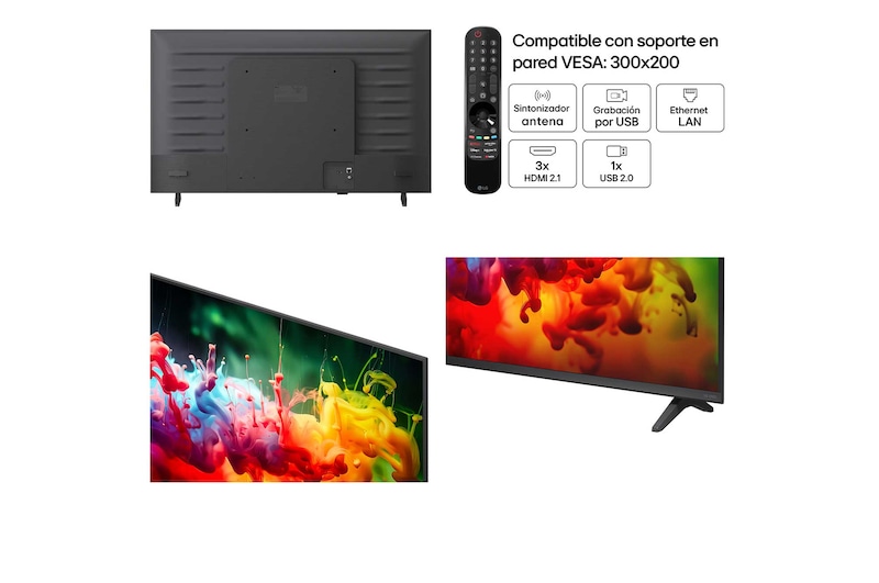 LG QNED AI QNED70 Mini LED with Dynamic QNED Color fills the screen with vivid, fluid bursts of multicolored, paint-like motion, showcasing enhanced color vibrancy certified for 100% Color Volume.