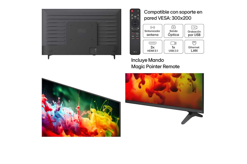 LG QNED AI QNED70 Mini LED with Dynamic QNED Color fills the screen with vivid, fluid bursts of multicolored, paint-like motion, showcasing enhanced color vibrancy certified for 100% Color Volume.