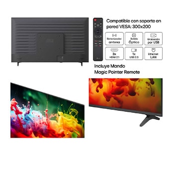 LG QNED AI QNED70 Mini LED with Dynamic QNED Color fills the screen with vivid, fluid bursts of multicolored, paint-like motion, showcasing enhanced color vibrancy certified for 100% Color Volume.