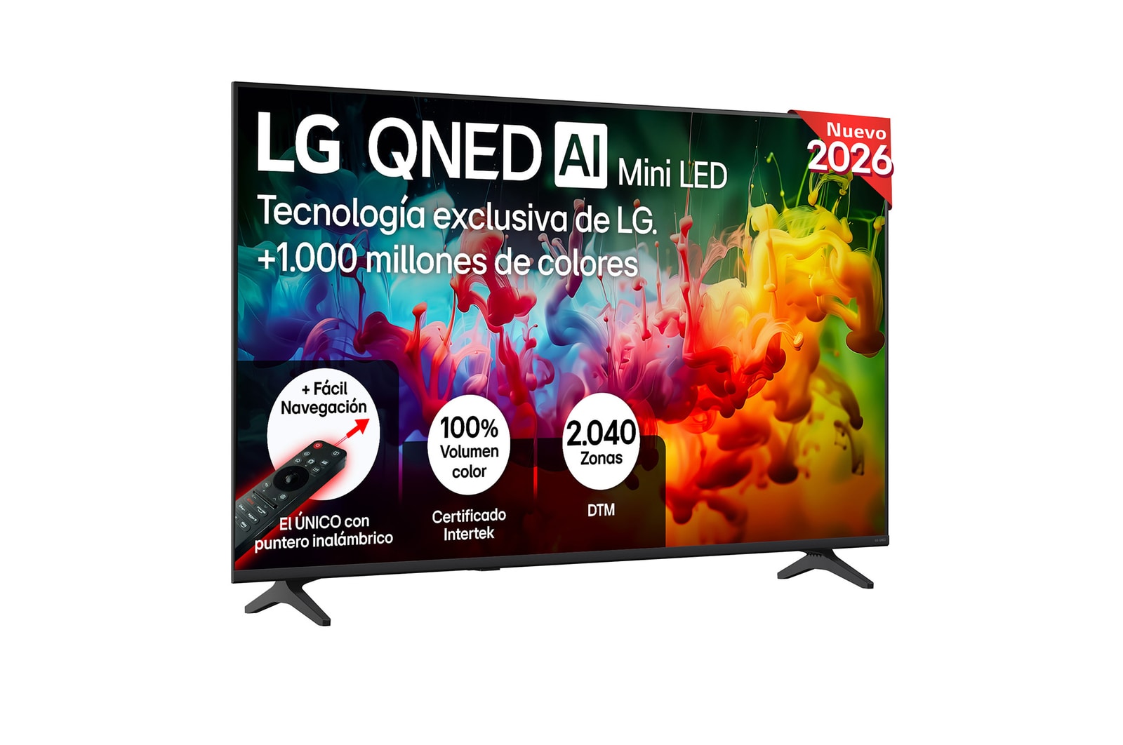 Vista frontal de Smart TV LG QNED MiniLED AI QNED72 55 pulgadas 4K 2026 55QNED72B6B