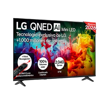 Vista frontal de Smart TV LG QNED MiniLED AI QNED72 55 pulgadas 4K 2026 55QNED72B6B