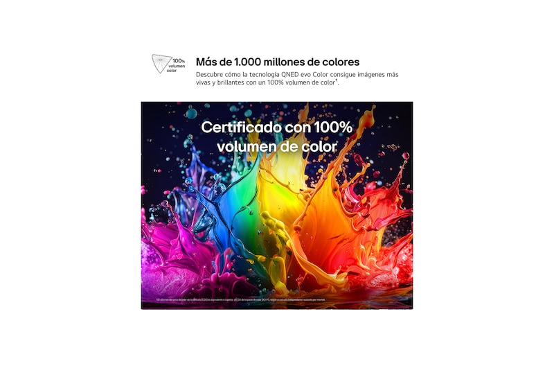 LG QNED AI QNED70 Mini LED with Dynamic QNED Color fills the screen with vivid, fluid bursts of multicolored, paint-like motion, showcasing enhanced color vibrancy certified for 100% Color Volume.