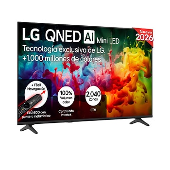 Vista frontal de Smart TV LG QNED MiniLED AI QNED7E 55 pulgadas 4K 2026 55QNED7EB3C