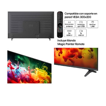 LG QNED AI QNED70 Mini LED with Dynamic QNED Color fills the screen with vivid, fluid bursts of multicolored, paint-like motion, showcasing enhanced color vibrancy certified for 100% Color Volume.