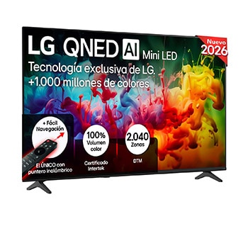 Vista frontal de Smart TV LG QNED MiniLED AI QNED70 65 pulgadas 4K 2026 65QNED70B6C