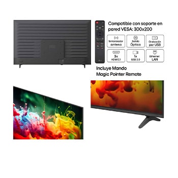 LG QNED AI QNED70 Mini LED with Dynamic QNED Color fills the screen with vivid, fluid bursts of multicolored, paint-like motion, showcasing enhanced color vibrancy certified for 100% Color Volume.