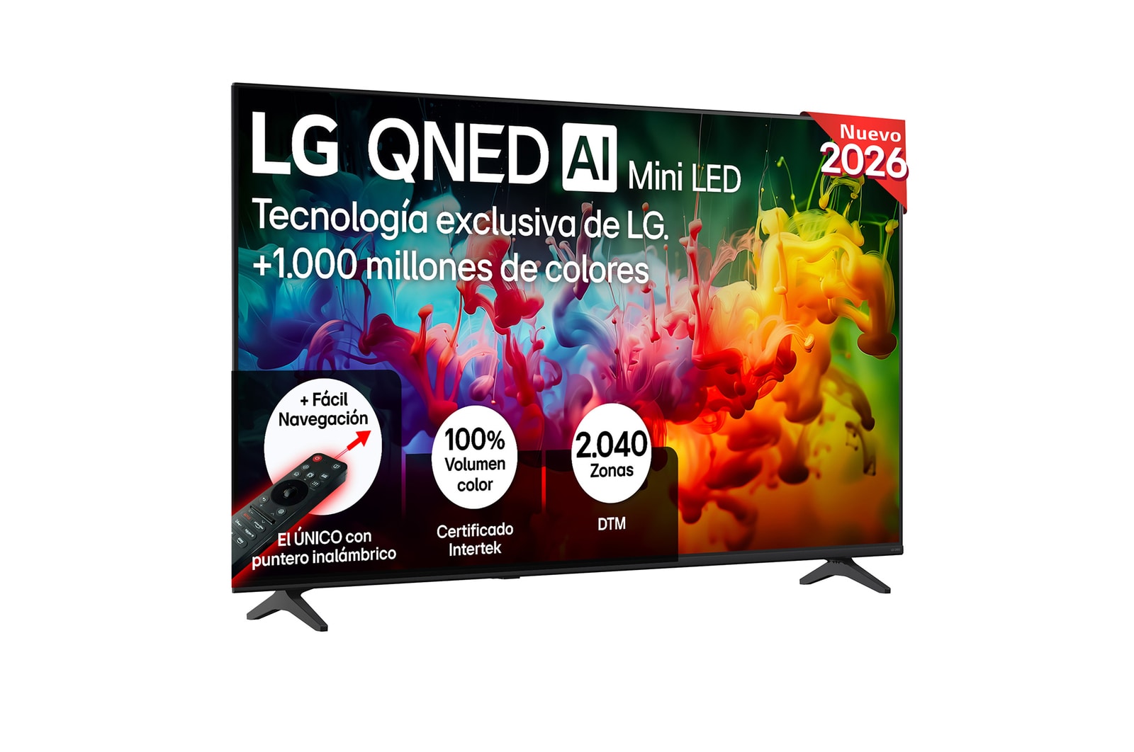 Vista frontal de Smart TV LG QNED MiniLED AI QNED72 65 pulgadas 4K 2026 65QNED72B6B